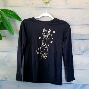 Girls Llama Print Long Sleeve Shirt XL (14-16)